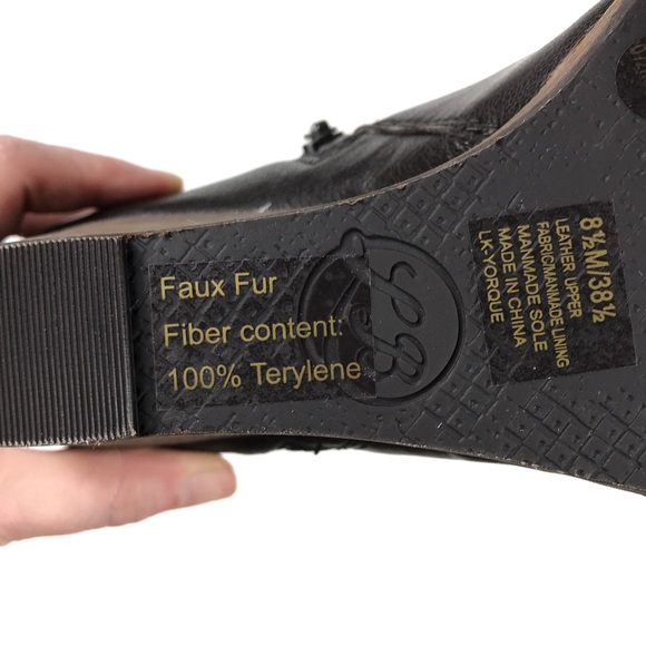 Lucky Brand Brown Leather Faux Fur Wedge Ankle Boot - Picture 11 of 11